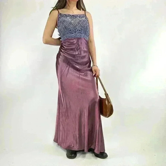 Ultra rare 90s simple slip dress long prom dress - Picture 4 of 8